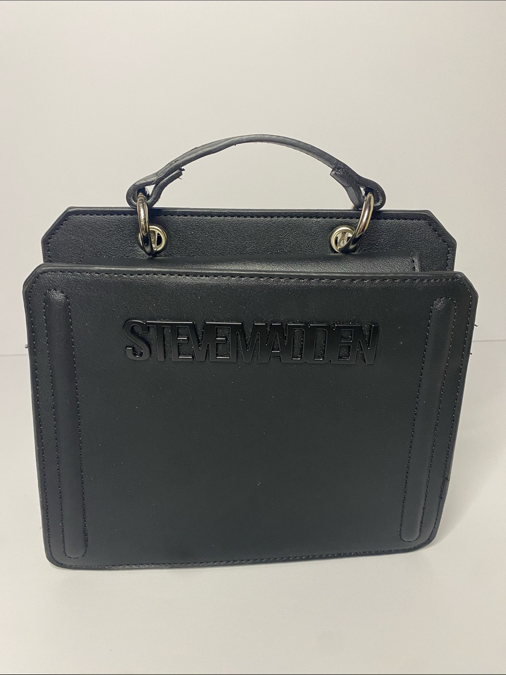 Steve Madden Black Boxy Top Handle Satchel